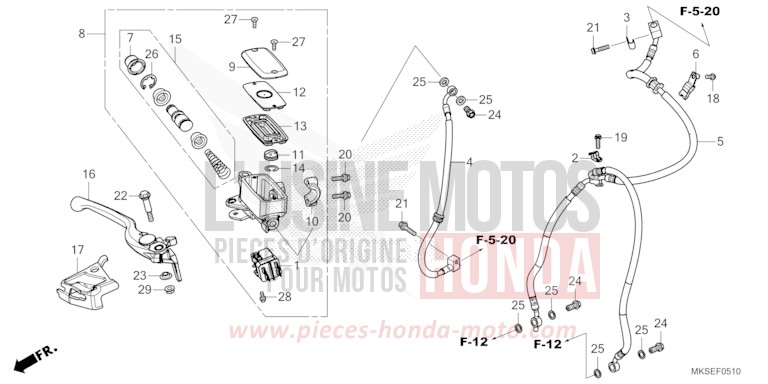 MAITRE-CYLINDRE DE FREIN AVANT CYLINDRE de Africa Twin Méca MAT BALLISTIC BLACK METALLIC (NHA86) de 2021